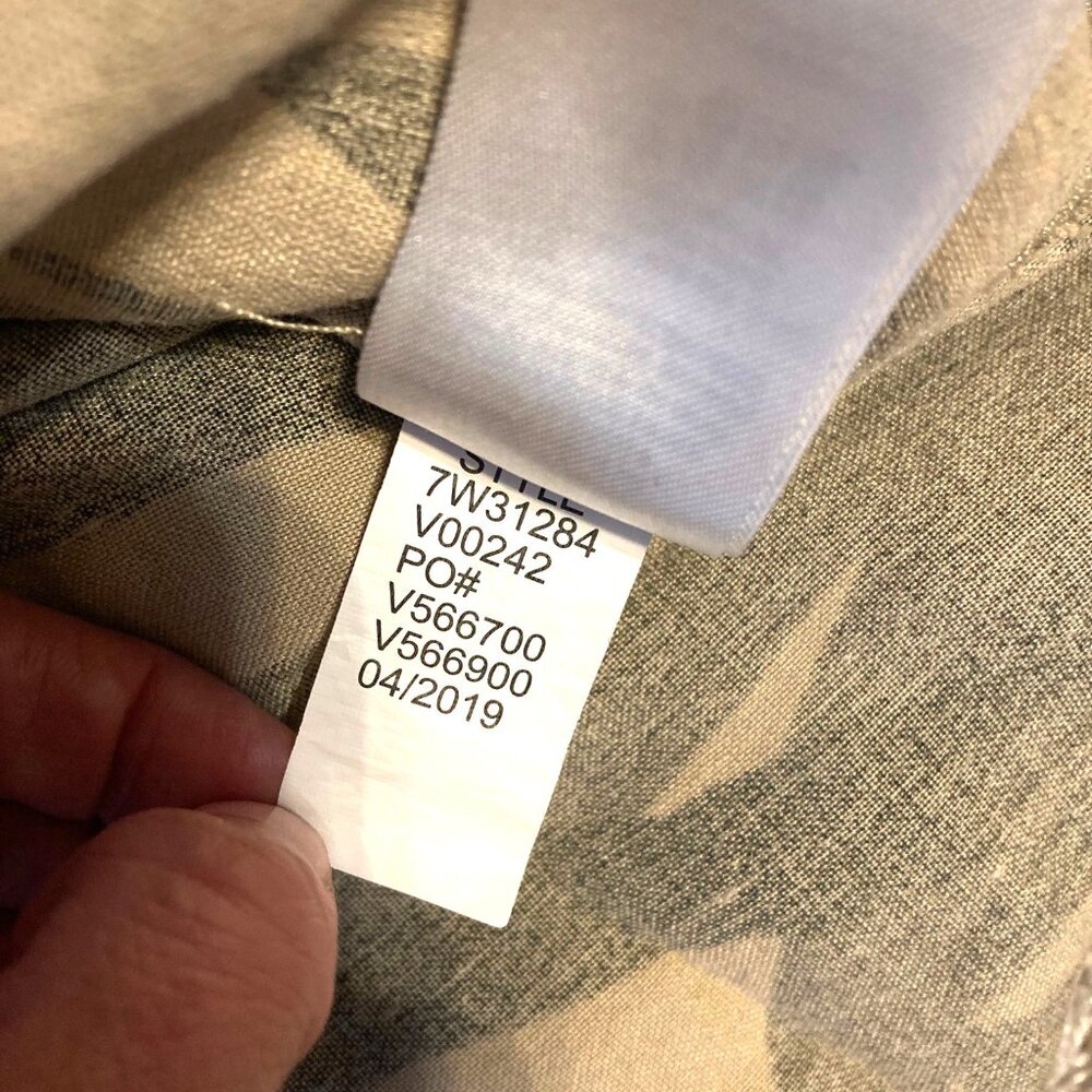 Lucky Brand Camouflage Distressed Button Up Shirt Linen Blend Womens Small - Picture 6 of 9